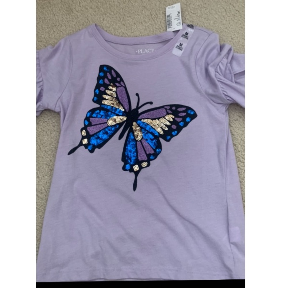 Beautiful sequin purple butterfly shirt